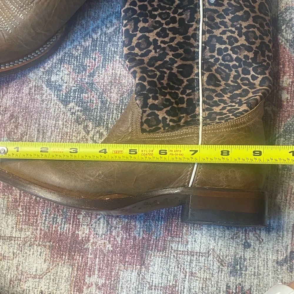 Roper Big Girl Cheetah Leather Cowgirl Cowboy Boot Square Toe